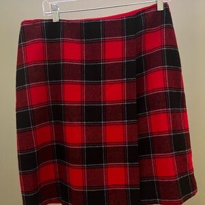 Talbots Red and Black Plaid Mini Skirt
